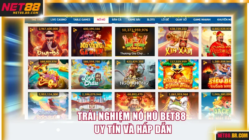 Nổ hũ NET88 là điểm đến hàng đầu về slot đổi thưởng